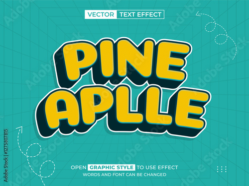 pineapple editable text, text effect, 3d text for title
