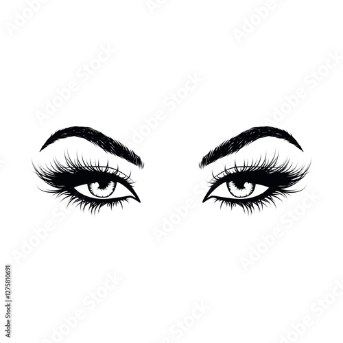 Sexy modern look. Cat eye makeup