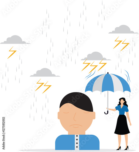 Sad feeling of depression concept