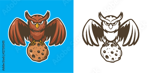 mascot logo owl with cookies good for logo, sticker, mascot character, etc