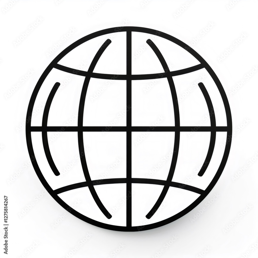 Globe icon representing global communication, international business, and worldwide connection Globe icon representing global communication, international business, and worldwide connection