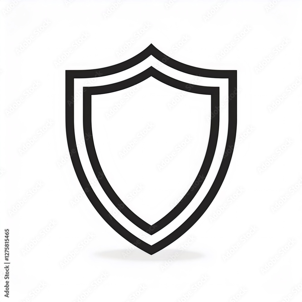 Minimalist double shield icon providing safety and secure access Minimalist double shield icon providing safety and secure access