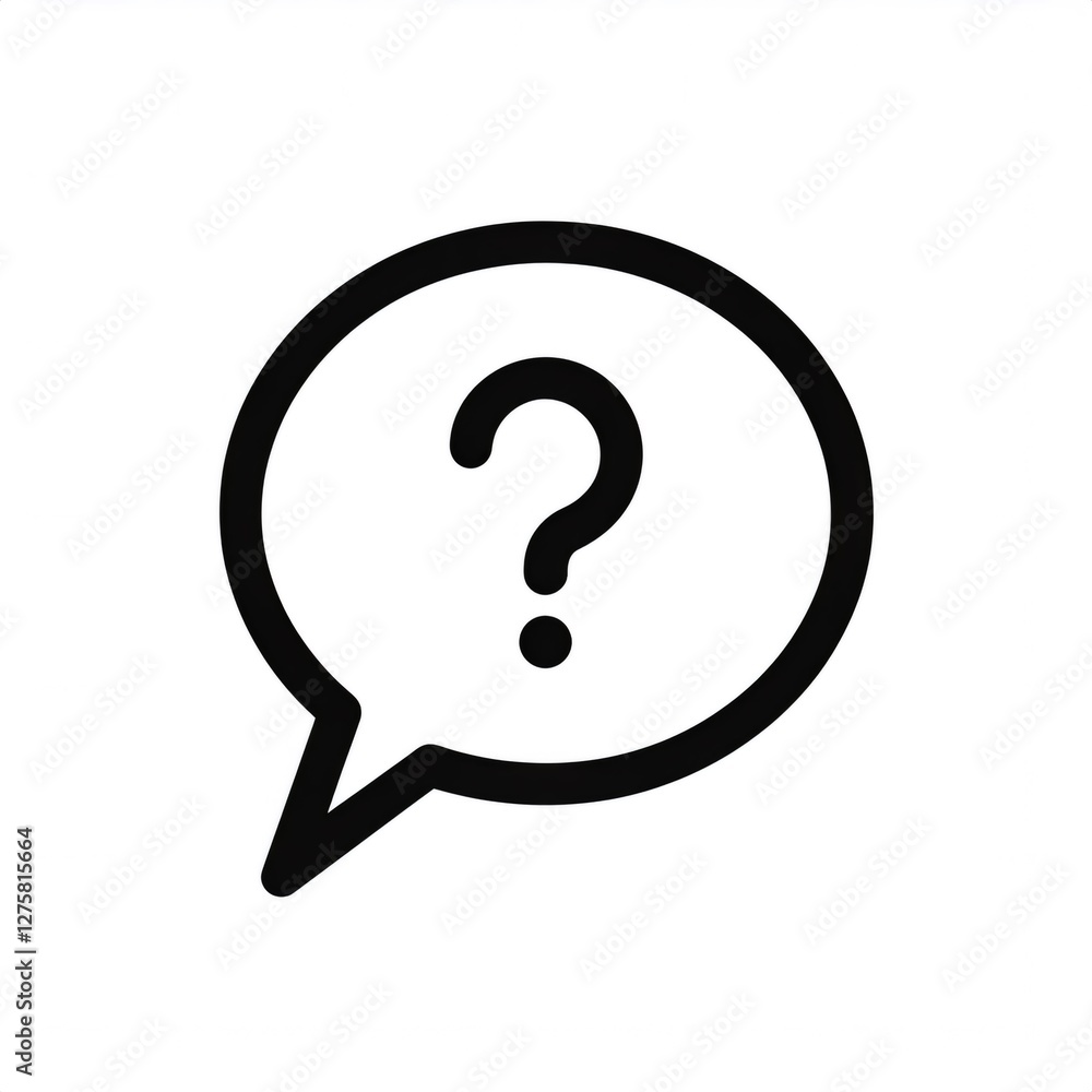 Question mark symbol in speech bubble representing confusion, uncertainty, and the need for answers Question mark symbol in speech bubble representing confusion, uncertainty, and the need for answers