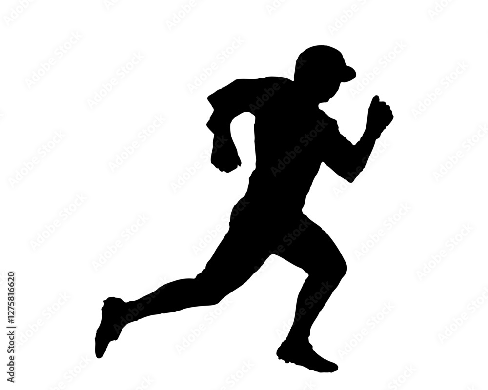 走塁する野球ランナーのシルエット 走塁する野球ランナーのシルエット