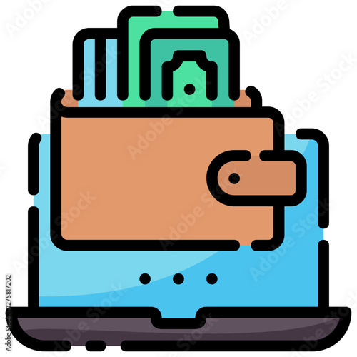 online wallet vector filled outline icon