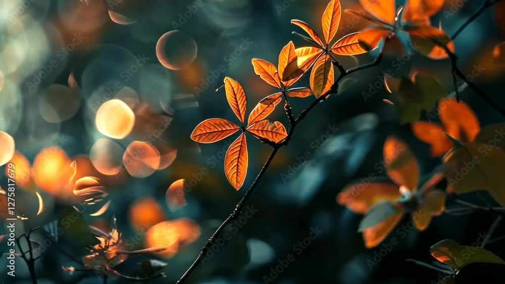 autumn leaf tree branch back light with bokeh autumn leaf tree branch back light with bokeh
