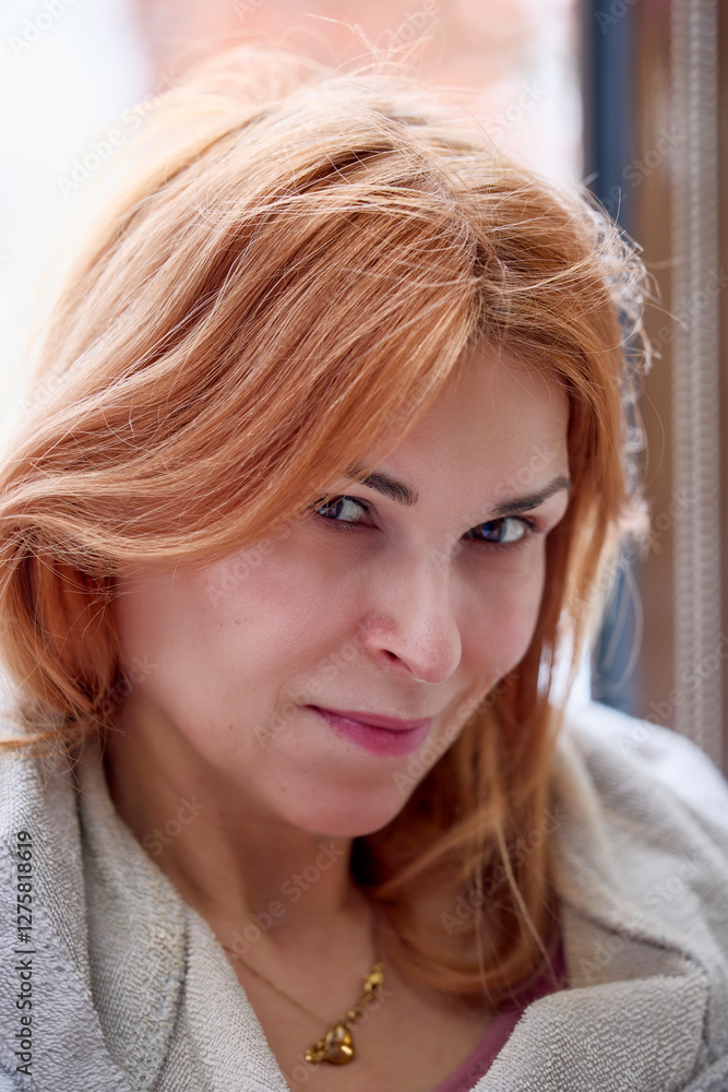 portrait of a middle-aged woman in casual clothes portrait of a middle-aged woman in casual clothes