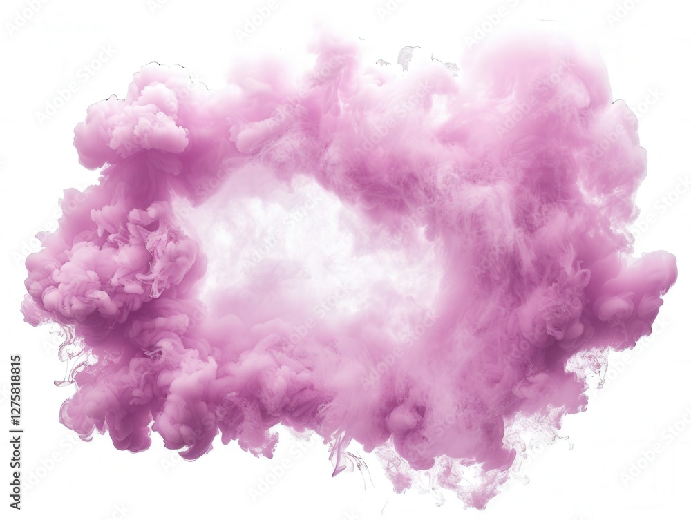 Fototapeta premium Pinkish cloud on white background, isolated. Perfect for use as an overlay effect on photos