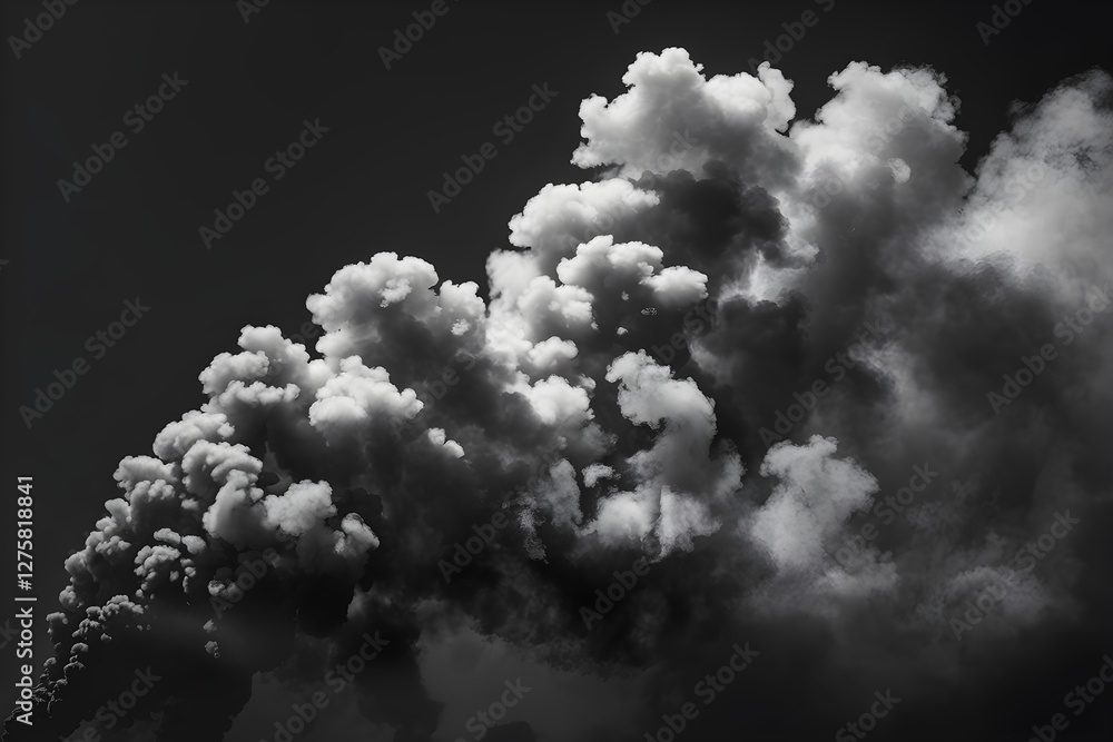 Naklejka premium Dramatic Gray-Scale Smoke Clouds Against a Dark Background 