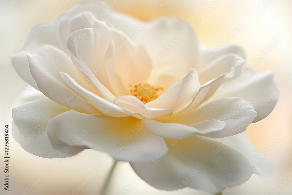 Obraz premium Delicate White Rose with Soft Petals and Gentle Light Background