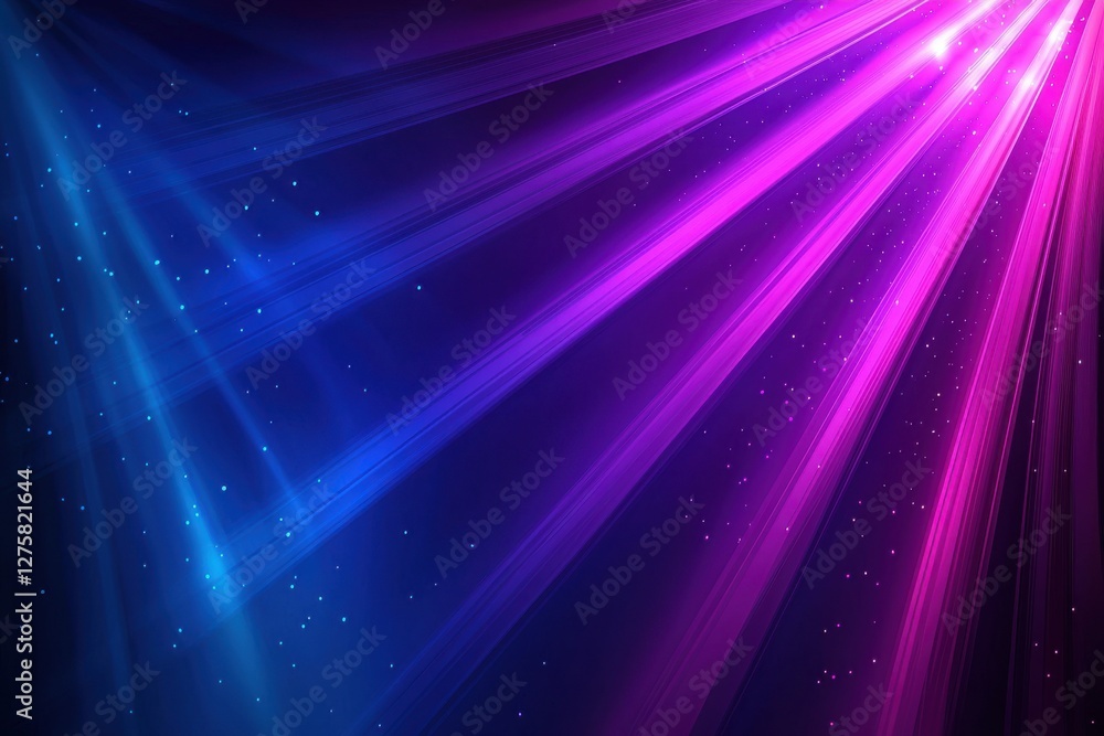 Fototapeta premium Vibrant Light Rays with Purple and Blue Color in Dark Background