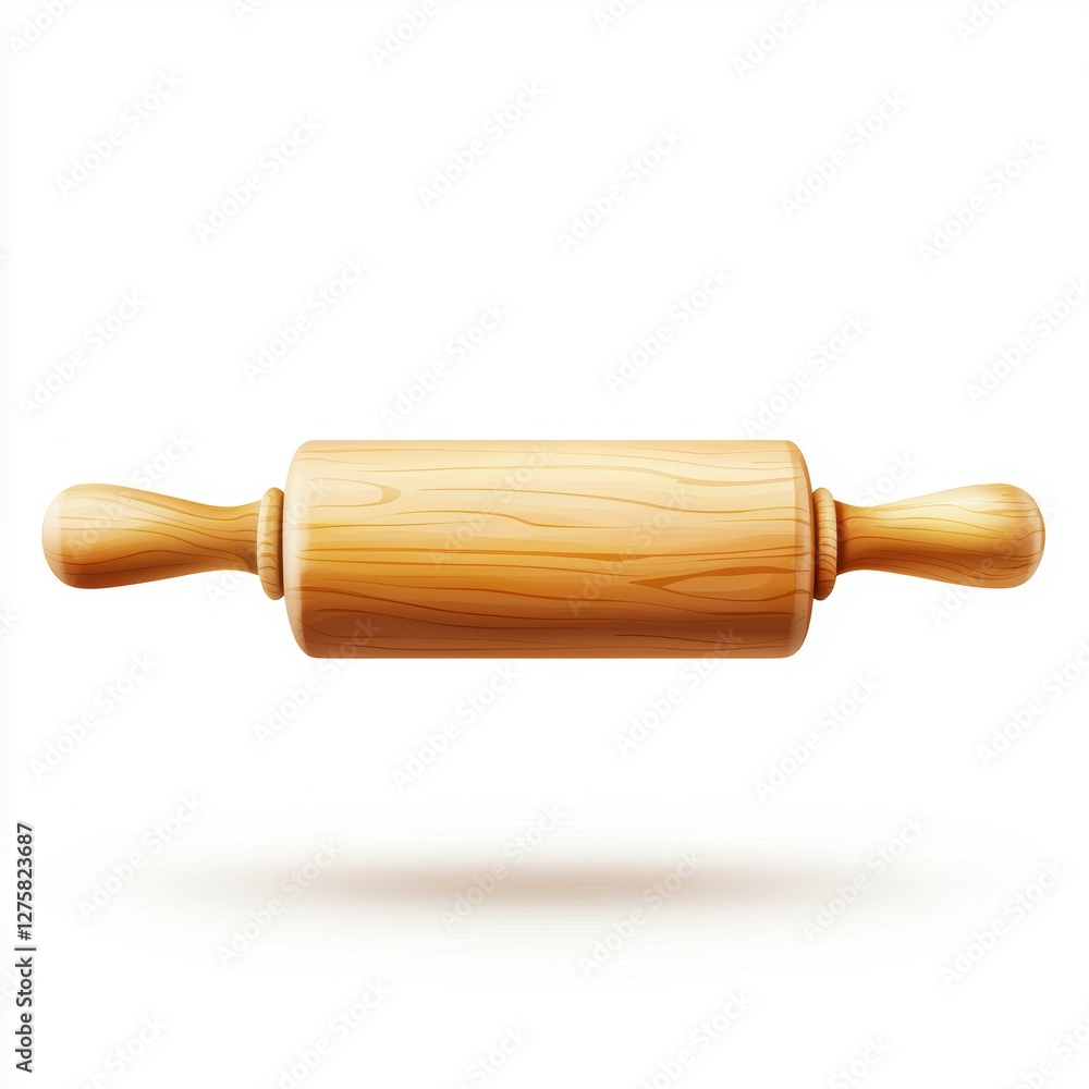 Wooden rolling pin with smooth handles isolated on white background Wooden rolling pin with smooth handles isolated on white background