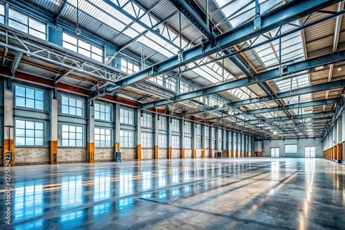 Empty Industrial Warehouse Interior: Spacious Background Banner for Design Projects