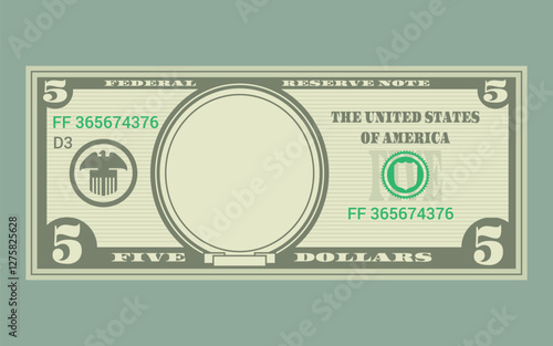 US Dollars 5 banknote - American dollar bill cash money isolated on background