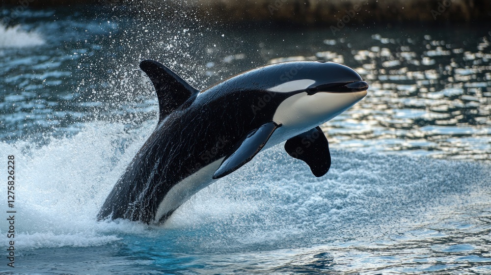 Obraz premium Majestic Orca Leaping from the Ocean