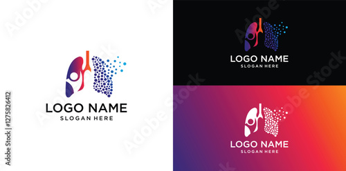 Lungs with Colorful logo vector, Health lungs logo designs template