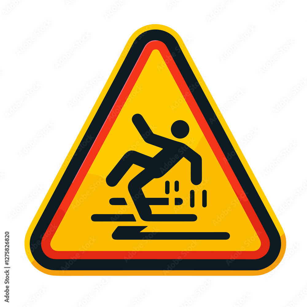 Construction site slip hazard warning icon on transparent background for workplace safety signage Construction site slip hazard warning icon on transparent background for workplace safety signage