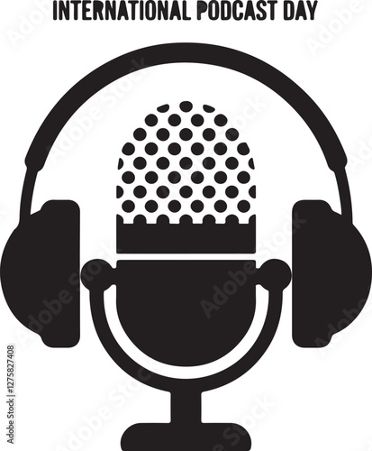 International podcast day. Hand-drawn typography poster. Vector illustration generated by AI