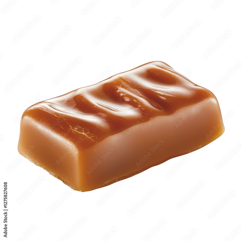 Close-up of a caramel candy bar on a white background isolated on png transparent background, cut out Close-up of a caramel candy bar on a white background isolated on png transparent background, cut out