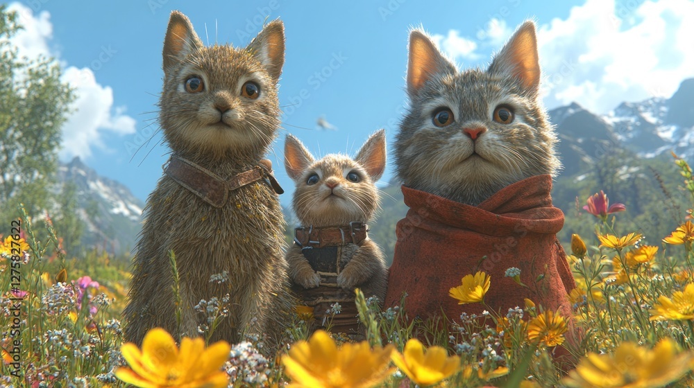 Three kittens meadow mountains adventure game Three kittens meadow mountains adventure game
