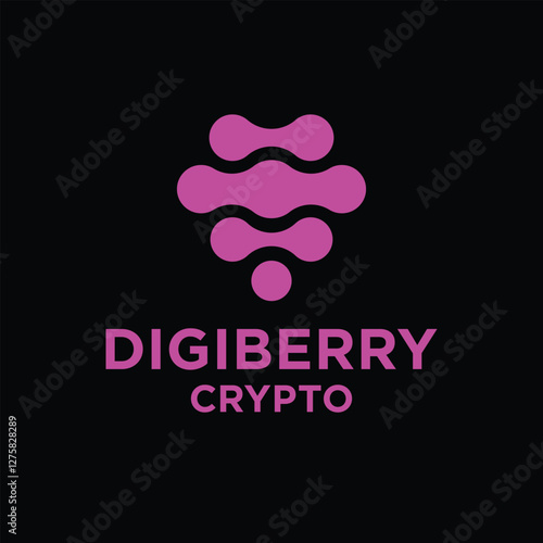 Futuristic abstract vector logo template featuring a digital berry-inspired icon