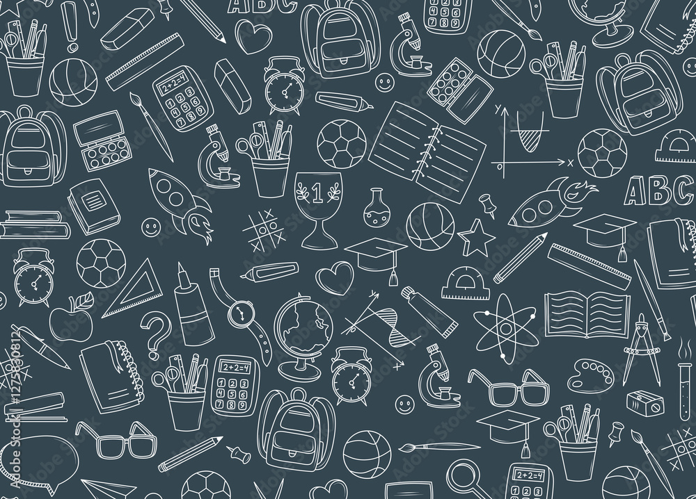 School-themed backgrounds for website design or printing on notebooks and notepads. Science and education. Painted school and office supplies. Back to school. School-themed backgrounds for website design or printing on notebooks and notepads. Science and education. Painted school and office supplies. Back to school.