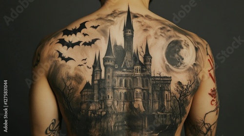 Gothic Castle Tattoo Back Piece photo