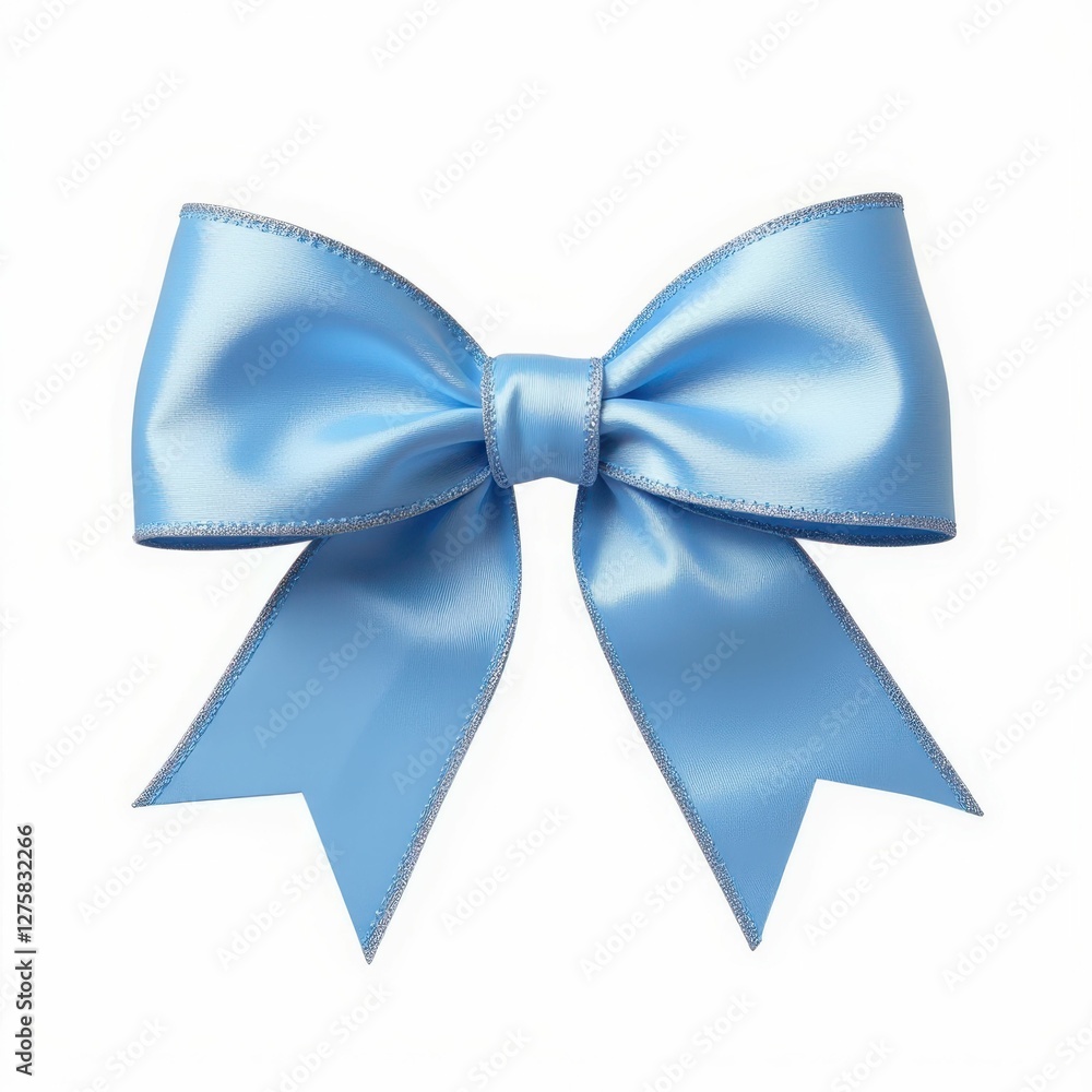 Light Blue Satin Ribbon Bow with Glitter Trim Graceful Festive Decoration Present Gift Accent Detail Light Blue Satin Ribbon Bow with Glitter Trim Graceful Festive Decoration Present Gift Accent Detail