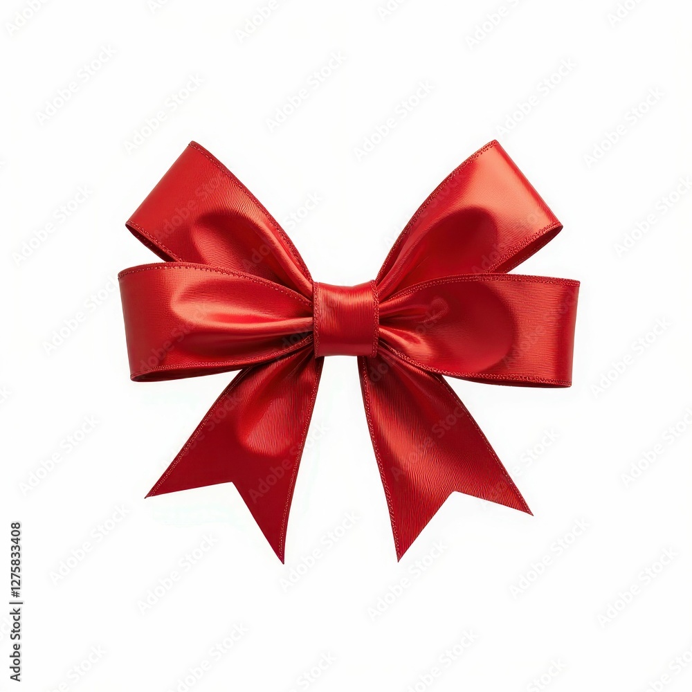 Symmetrical Red Ribbon Bow Celebration Decorative Ornament Celebration Cheer Holiday Present Bright Symmetrical Red Ribbon Bow Celebration Decorative Ornament Celebration Cheer Holiday Present Bright