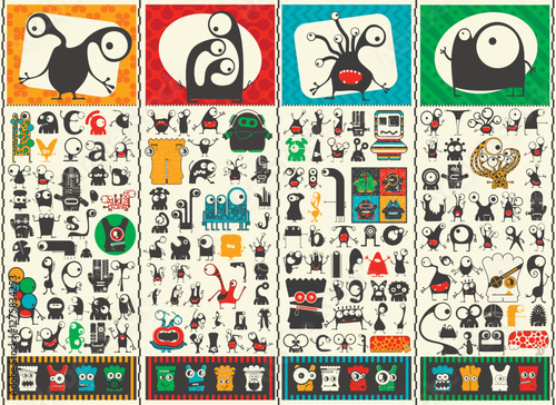 Big set of different monsters