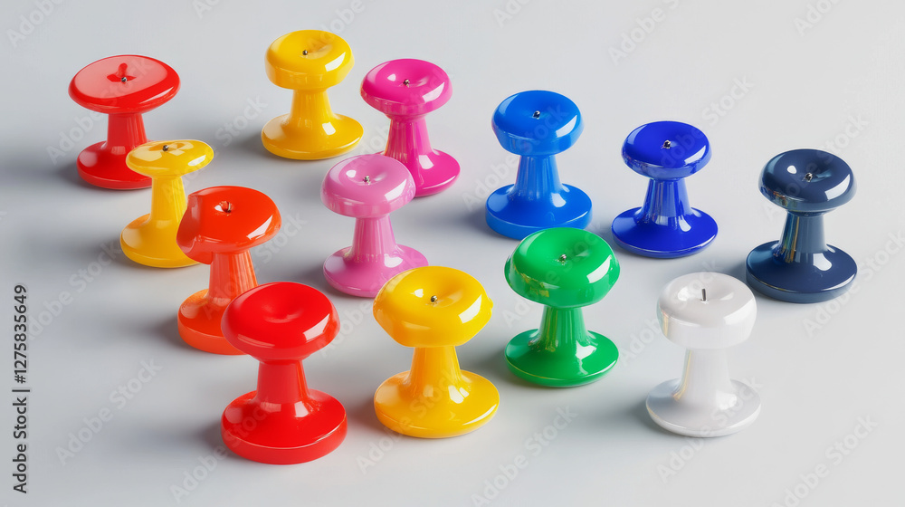 Push pin groups, colorful pushpin and thumbtacks in different positions. Isolated stationery items, plastic paperwork accessories. Needles for memory notes or schedule board, Realistic 3d vector set Push pin groups, colorful pushpin and thumbtacks in different positions. Isolated stationery items, plastic paperwork accessories. Needles for memory notes or schedule board, Realistic 3d vector set