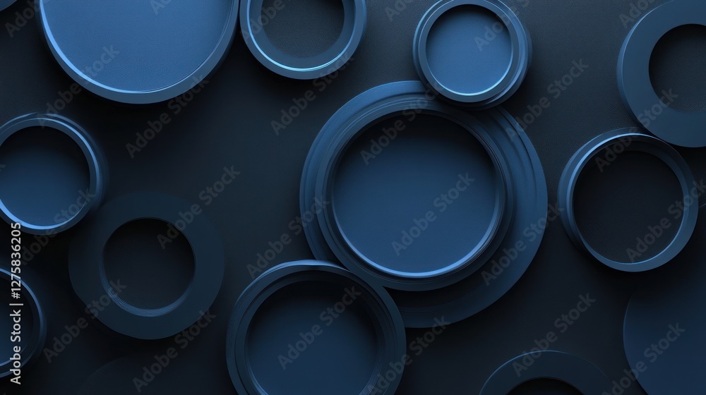 Abstract dark blue circles overlap background. Abstract dark blue circles overlap background.