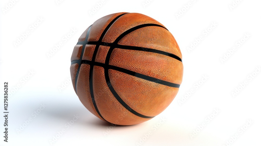 Fototapeta premium Realistic Basketball on White Background with Clear Texture Detail