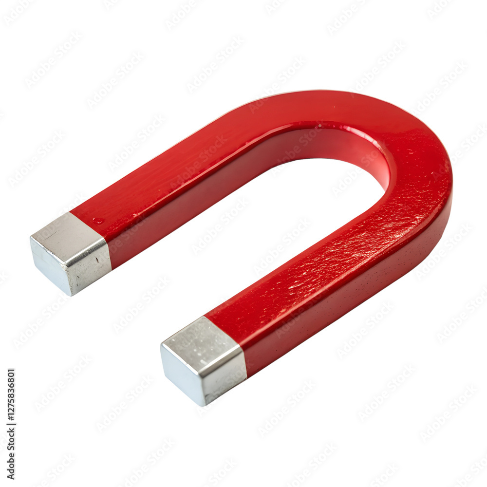 red horseshoe magnet isolated on white background red horseshoe magnet isolated on white background
