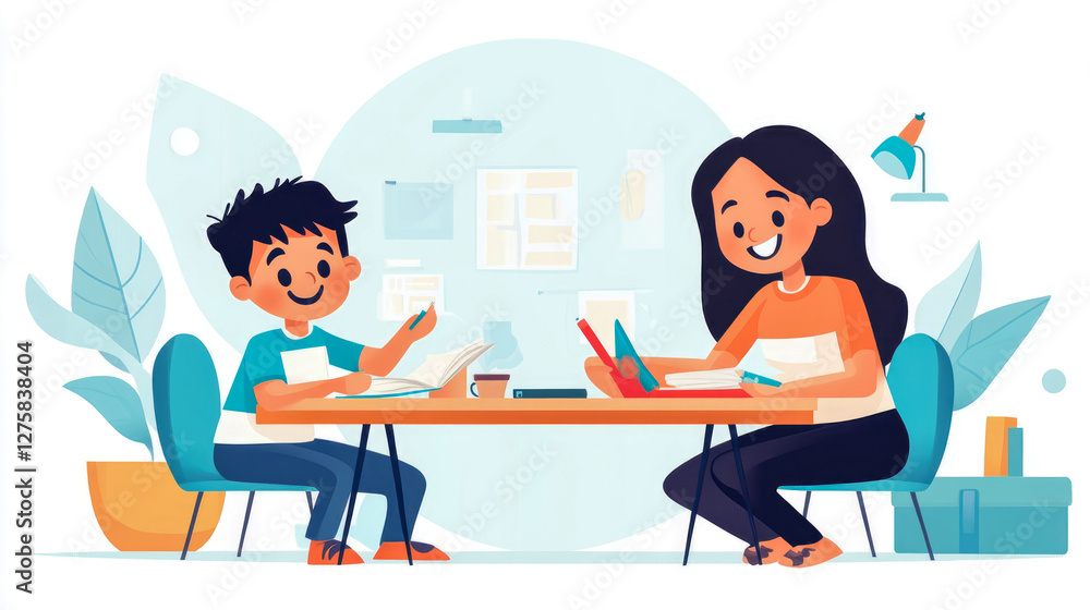 Kids Studying: Educational time for children learning together, promoting collaboration and academic growth, printable material for homework. Kids Studying: Educational time for children learning together, promoting collaboration and academic growth, printable material for homework.
