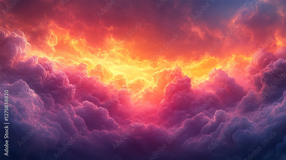 Fototapeta premium Colorful Galaxy Clouds, Ethereal Sky Wallpaper. Majestic sky background with vibrant hues.