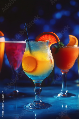 Wallpaper Mural Colorful Cocktails in a Stylish Bar – Vibrant Drinks with Garnishes, Neon Lights, and Party Atmosphere Torontodigital.ca