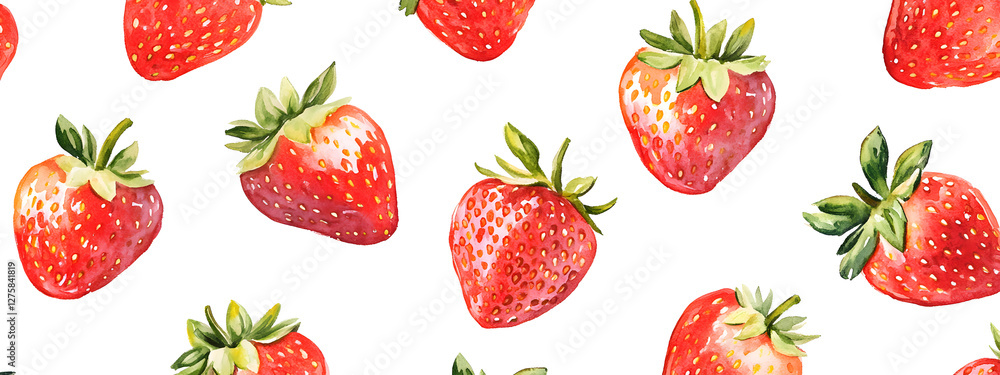 Strawberry pattern, white background, watercolor style
Strawberry pattern, white background, watercolor style