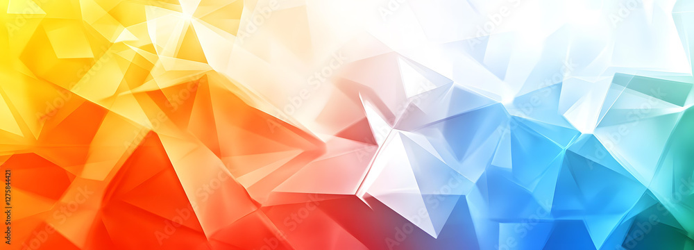 Abstract Colorful Geometric Low Polygonal Background with Vibrant Orange Blue and White Triangles Abstract Colorful Geometric Low Polygonal Background with Vibrant Orange Blue and White Triangles