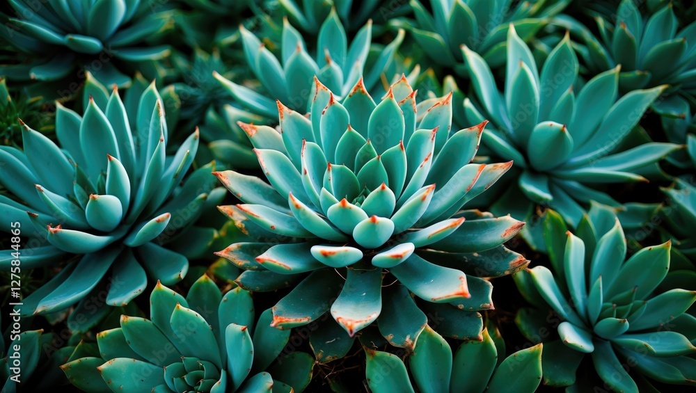 Obraz premium Agave Succulent Plants Natural Pattern Background in Vibrant Dark Green Tones with Textured Leaf Designs for Contemporary Decor