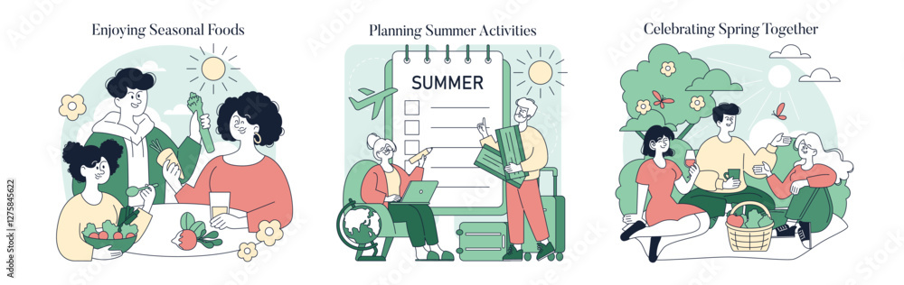 Naklejka premium Early Spring. Flat Vector Illustration