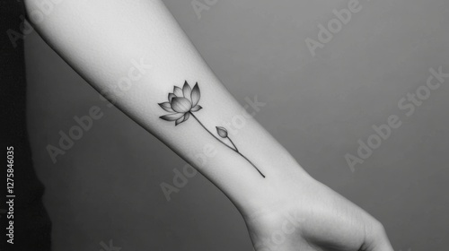 Delicate Lotus Tattoo Design photo