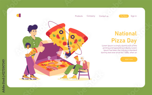 National Pizza Day. Flat Vector Illustration