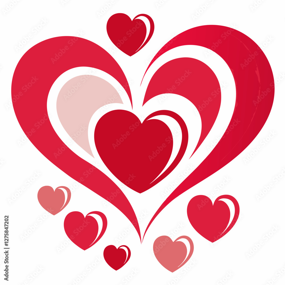 Layered Red and Pink Hearts with Abstract Love Theme Vector Illustration Layered Red and Pink Hearts with Abstract Love Theme Vector Illustration
