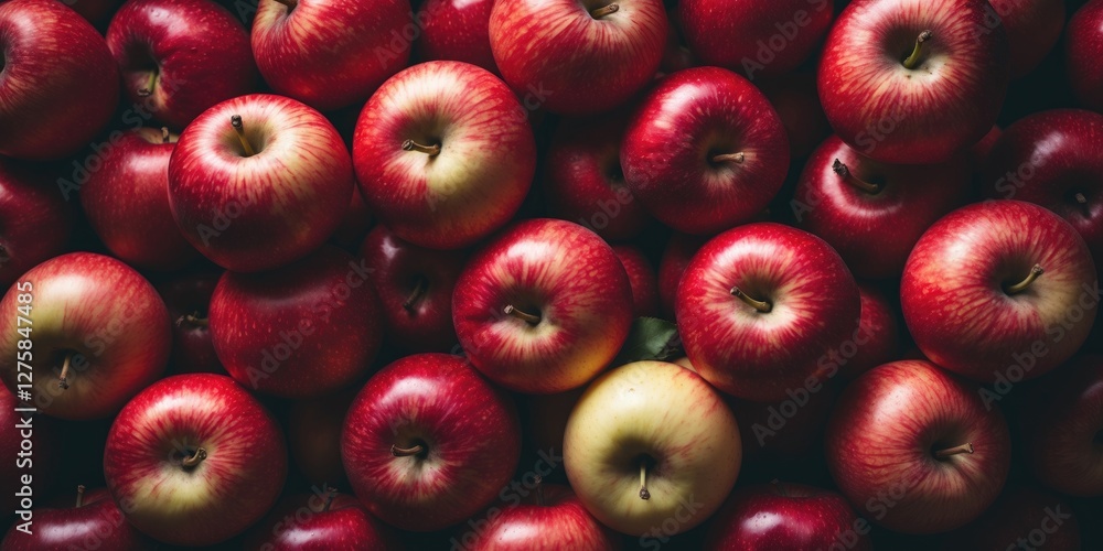 Vibrant Background of Freshly Picked Red Apples with Space for Text or Design Elements Vibrant Background of Freshly Picked Red Apples with Space for Text or Design Elements
