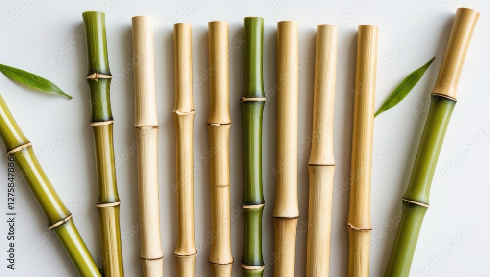 Eco-Friendly Bamboo Straws Arrangement on White Background Promoting Sustainable Alternatives to Plastic Drinking Straws Eco-Friendly Bamboo Straws Arrangement on White Background Promoting Sustainable Alternatives to Plastic Drinking Straws