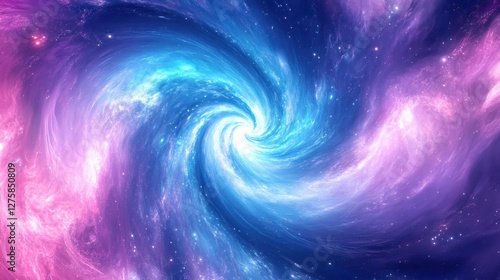 A beautiful cosmic swirl of purple and blue hues, depicting a mesmerizing galaxy with stars scattered throughout the vibrant cosmic landscape.