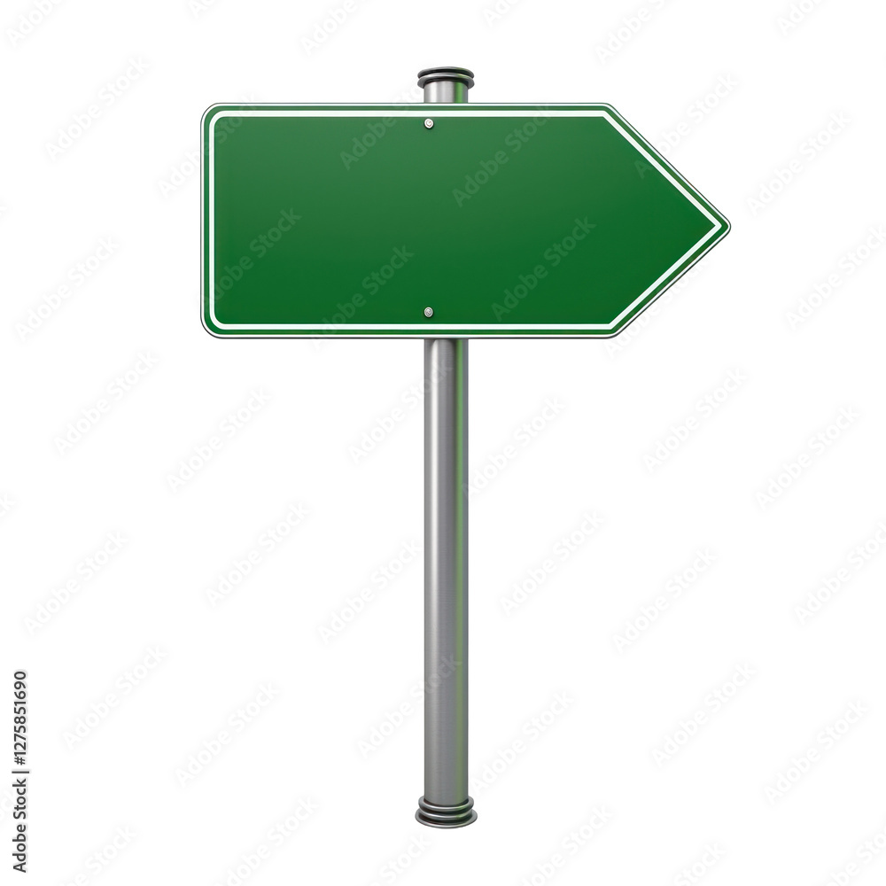 Green directional sign pointing right on a pole isolated on png transparent background, cut out Green directional sign pointing right on a pole isolated on png transparent background, cut out