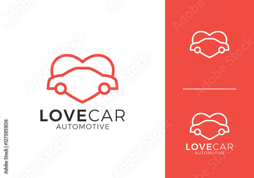 abstract love car logo. travel, transportation, health vector design concept	
