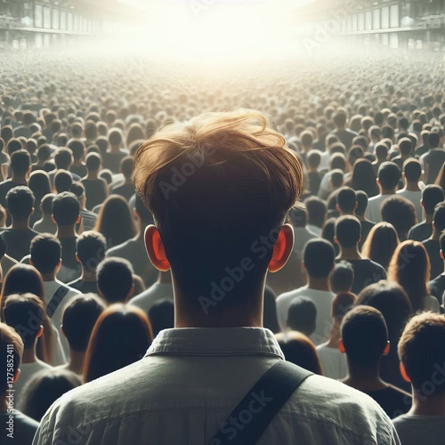 Back of Head in Crowd The back of someone s head in a large crow photo